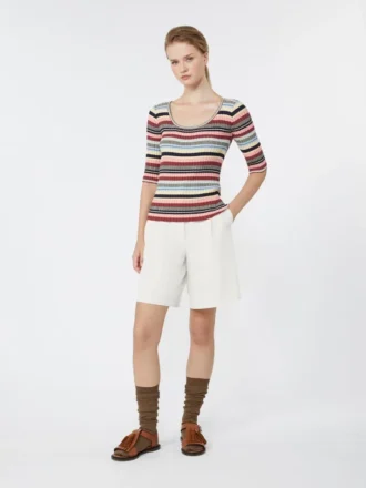 Camisola com canelado em fio de viscose elástico, multicolorida