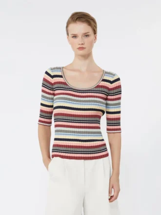 Camisola com canelado em fio de viscose elástico, multicolorida