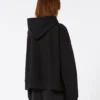 Camisola com capuz em algodão elástico, preta Camisola com capuz em algodão elástico, preta