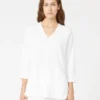 Camisola com decote em V em fio de crepe de viscose, branco óptico