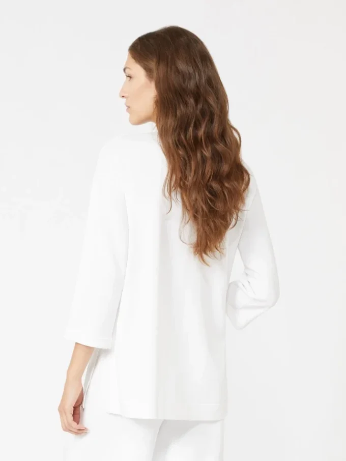 Camisola com decote em V em fio de crepe de viscose, branco óptico