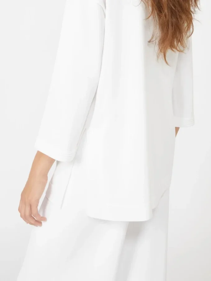 Camisola com decote em V em fio de crepe de viscose, branco óptico