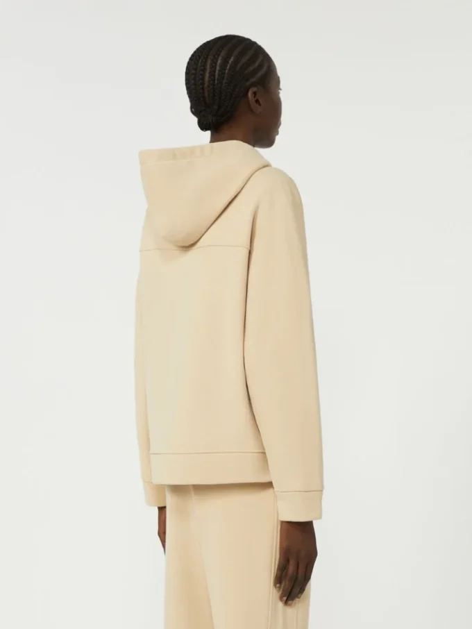 Camisola com fecho de correr em algodão, cor areia Camisola com fecho de correr em algodão, cor areia