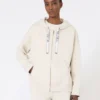 Camisola com fecho em malha técnica, cru Camisola com fecho em malha técnica, cru