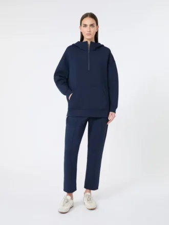Camisola comprida em jersey scuba, azul-marinho