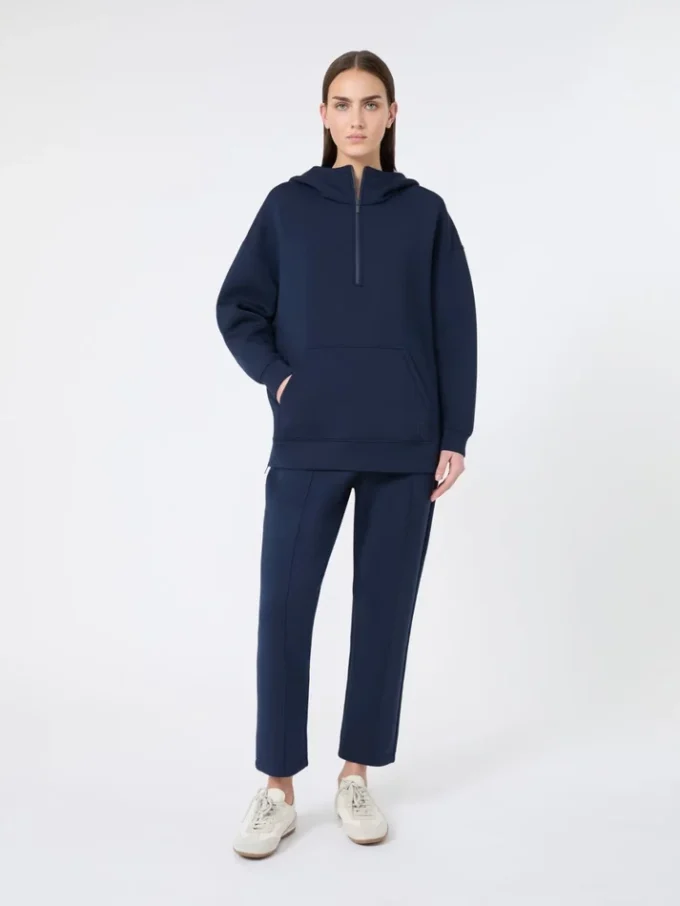Camisola comprida em jersey scuba, azul-marinho
