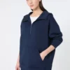 Camisola comprida em jersey scuba, azul-marinho