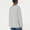 Camisola de algodão com gola redonda, cinzento claro