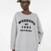 Camisola de algodão com gola redonda, cinzento claro