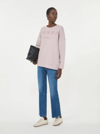 Camisola de algodão com gola redonda, lilás Camisola de algodão com gola redonda, lilás
