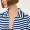 Camisola de caxemira com canelado, branco e azul Camisola de caxemira com canelado, branco e azul