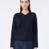Camisola de caxemira com decote em V, azul-marinho Camisola de caxemira com decote em V, azul-marinho
