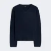 Camisola de caxemira com decote em V, azul-marinho Camisola de caxemira com decote em V, azul-marinho