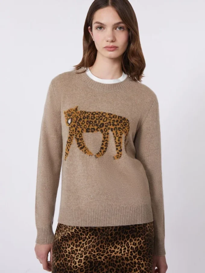 Camisola de caxemira com detalhes em incrustação, cor pomba Camisola de caxemira com detalhes em incrustação, cor pomba