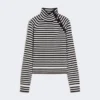 Camisola de gola alta em caxemira com ponto jersey, azul-marinho