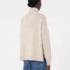 Camisola de gola alta em lã e caxemira com corte largo, branca