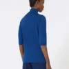 Camisola de gola alta em malha de ponto jersey de lã, azul-china