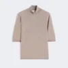 Camisola de gola alta em malha lisa de lã, castanha Camisola de gola alta em malha lisa de lã, castanha
