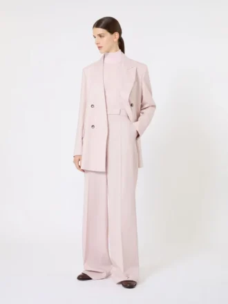 Camisola de gola alta em malha lisa de lã, cor-de-rosa