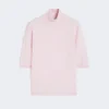 Camisola de gola alta em malha lisa de lã, cor-de-rosa Camisola de gola alta em malha lisa de lã, cor-de-rosa