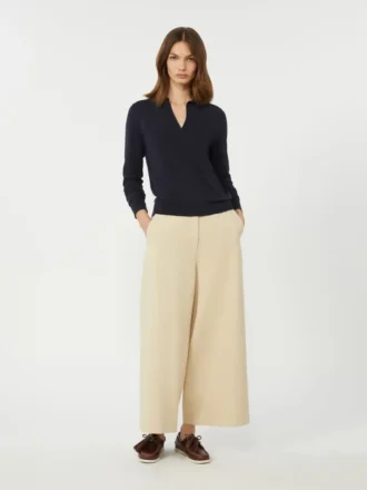 Camisola de gola alta em viscose, azul-marinho