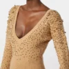 Camisola de gola em V em lã e caxemira, cor camelo Camisola de gola em V em lã e caxemira, cor camelo
