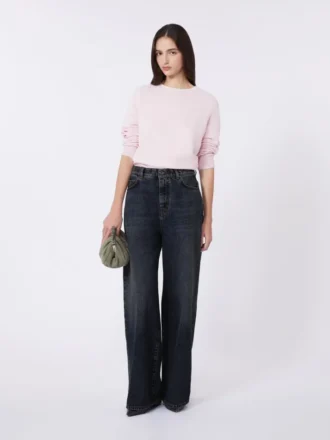 Camisola de gola redonda em caxemira, rosa