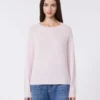 Camisola de gola redonda em caxemira, rosa Camisola de gola redonda em caxemira, rosa