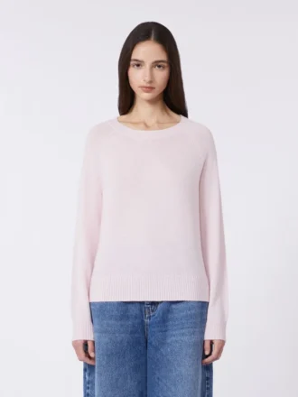 Camisola de gola redonda em caxemira, rosa
