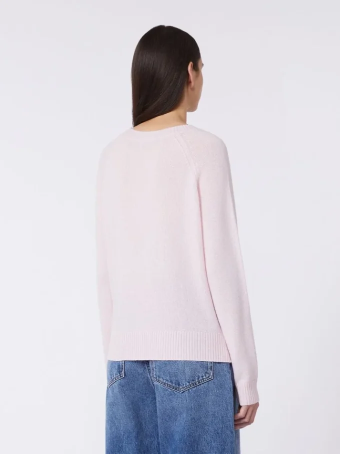 Camisola de gola redonda em caxemira, rosa Camisola de gola redonda em caxemira, rosa