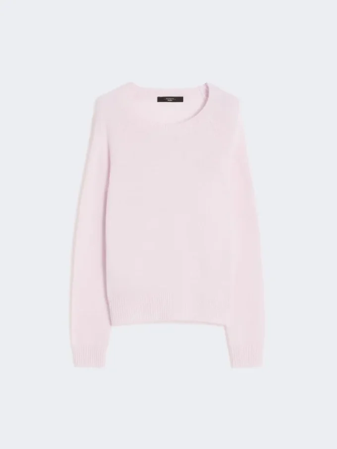 Camisola de gola redonda em caxemira, rosa Camisola de gola redonda em caxemira, rosa