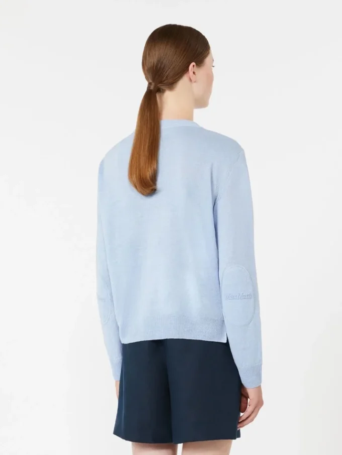 Camisola de gola redonda em fio de linho, azul-celeste Camisola de gola redonda em fio de linho, azul-celeste