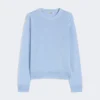 Camisola de gola redonda em fio de linho, azul-celeste Camisola de gola redonda em fio de linho, azul-celeste