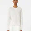 Camisola de gola redonda em fio de linho, cor leite Camisola de gola redonda em fio de linho, cor leite