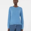 Camisola de lã e caxemira com detalhe de remendo, azul-avião Camisola de lã e caxemira com detalhe de remendo, azul-avião