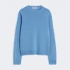 Camisola de lã e caxemira com detalhe de remendo, azul-avião Camisola de lã e caxemira com detalhe de remendo, azul-avião