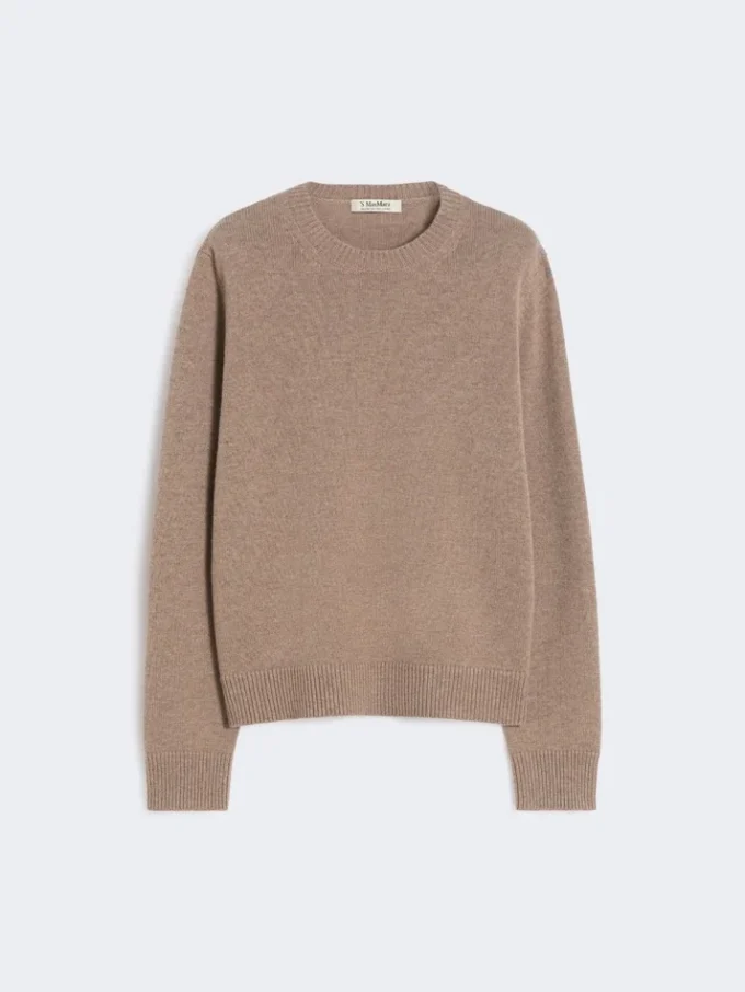 Camisola de lã e caxemira com detalhes em remendos, cor camelo Camisola de lã e caxemira com detalhes em remendos, cor camelo