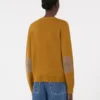 Camisola de lã e caxemira com detalhes em remendos, cor mostarda Camisola de lã e caxemira com detalhes em remendos, cor mostarda