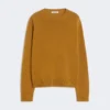 Camisola de lã e caxemira com detalhes em remendos, cor mostarda Camisola de lã e caxemira com detalhes em remendos, cor mostarda