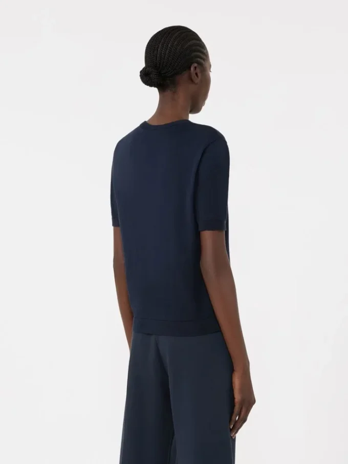 Camisola de seda e algodão, azul-marinho