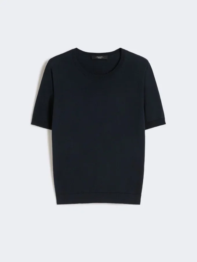 Camisola de seda e algodão, azul-marinho