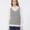 Camisola em fio de algodão canelado, azul-marinho