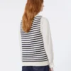 Camisola em fio de algodão canelado, azul-marinho