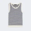 Camisola em fio de algodão canelado, azul-marinho