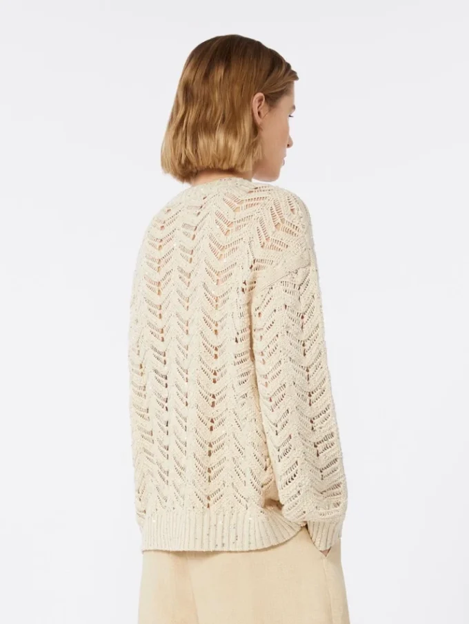 Camisola em fio de algodão e lantejoulas, bege Camisola em fio de algodão e lantejoulas, bege