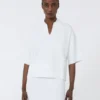 Camisola em fio de crepe de viscose, branco óptico Camisola em fio de crepe de viscose, branco óptico