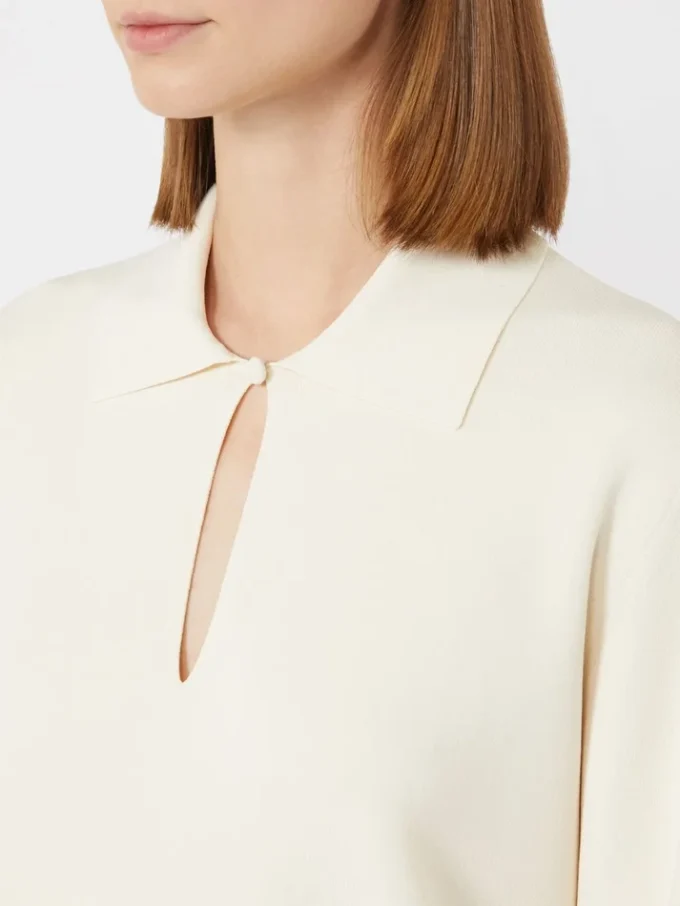 Camisola em fio de crepe de viscose, marfim Camisola em fio de crepe de viscose, marfim