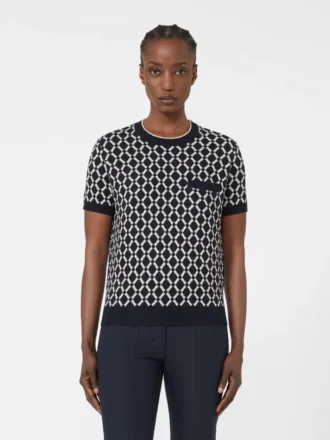 Camisola em jacquard de lã, azul ultramar Camisola em jacquard de lã, azul ultramar