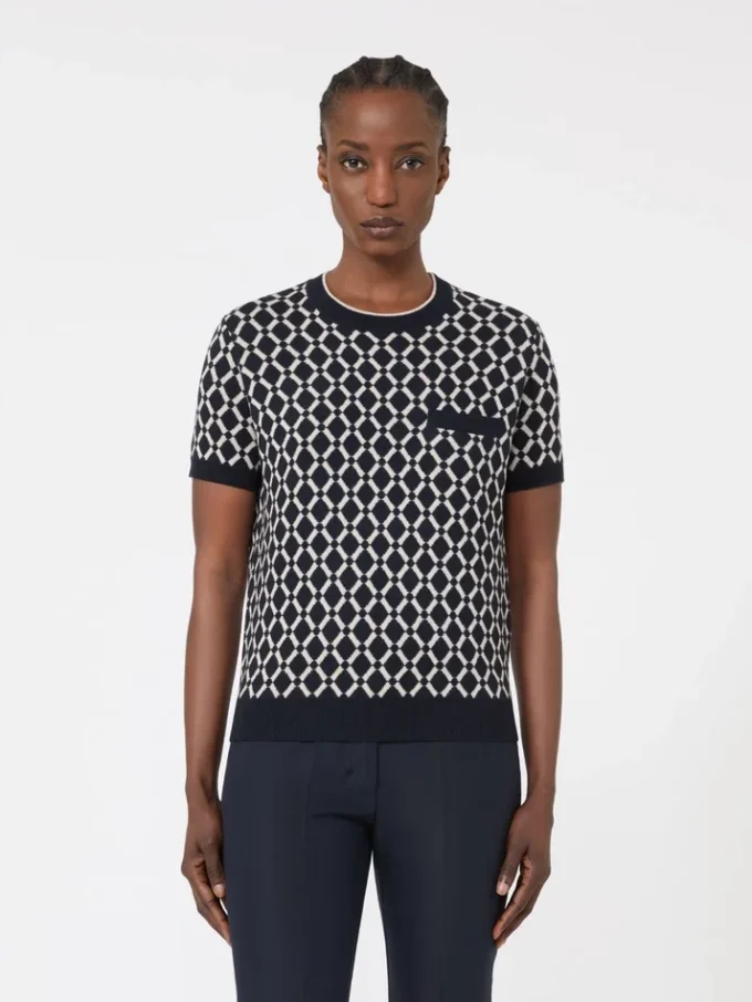Camisola em jacquard de lã, azul ultramar