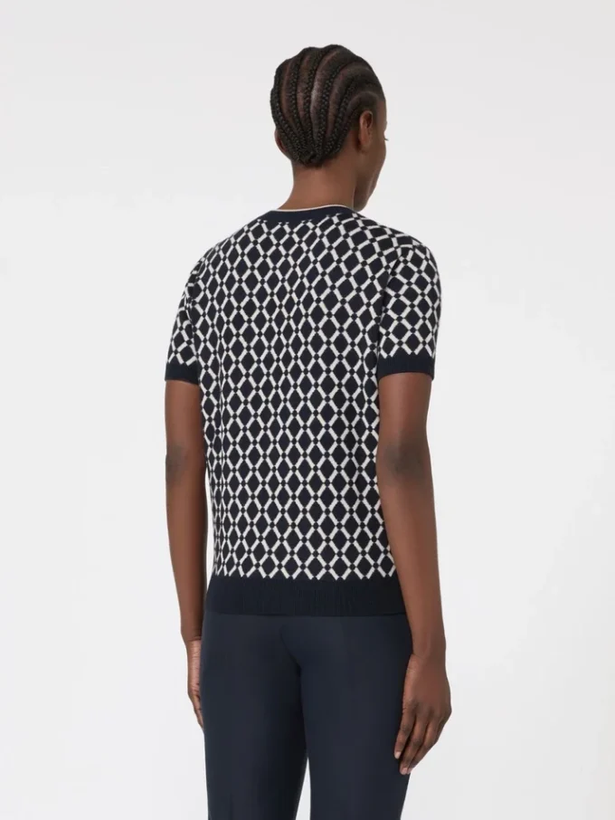Camisola em jacquard de lã, azul ultramar